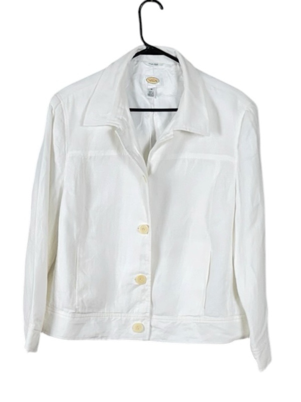 Talbots Women Irish Linen Jacket Blazer Size 18 Career Minimalist Coastal White